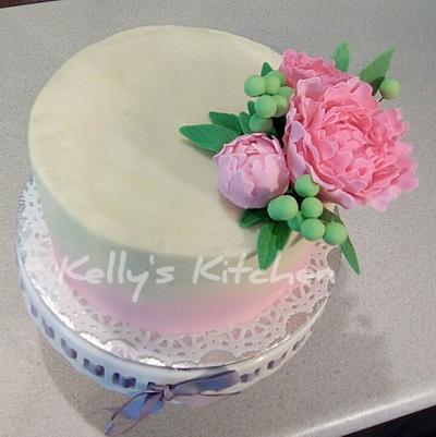 Pink Peonies - Cake by Kelly Stevens