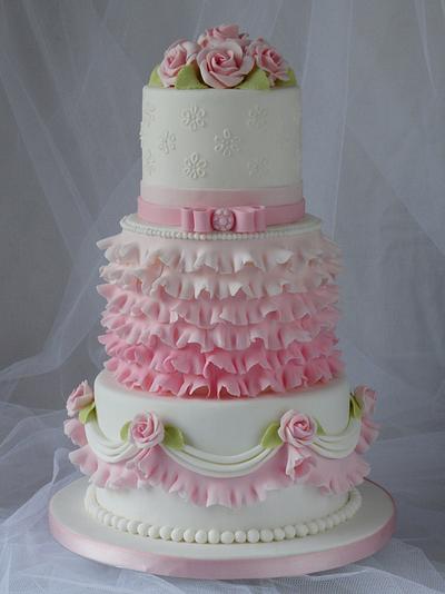 Pink and white cake - Cake by CakeHeaven by Marlene