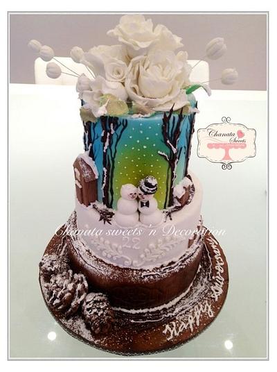 Winter winter here we come, winter wedding anniversary  theme cake - Cake by Chanatasweets
