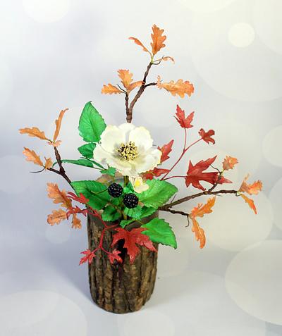 Autumn Leaves wafer paper flowers - Cake by Dragons and Daffodils Cakes
