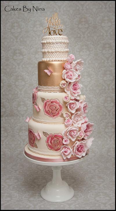 Painted Vintage Roses - Cake by Cakes by Nina Camberley