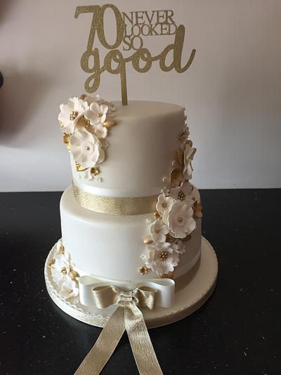 Joint 70th birthday and golden wedding  - Cake by Donnajanecakes 