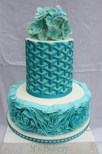 Aqua Wedding Cake - Cake by M's Bakery