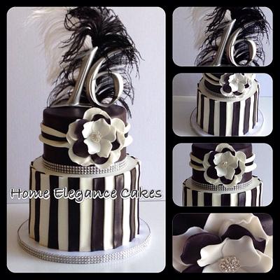 A chic black and white sweet 16 birthday cake - Cake by Sandra Caputo