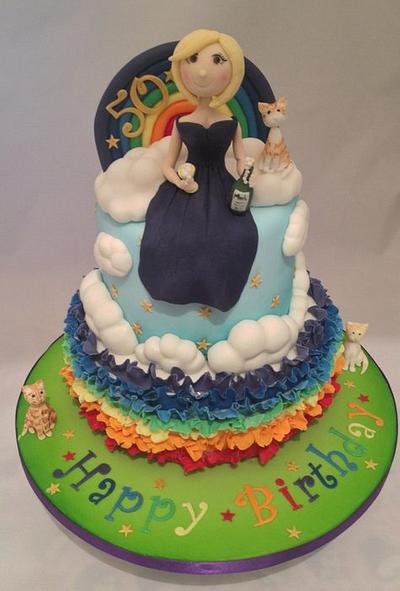 Rainbows and cats 50th birthday cake - Cake by Melanie Jane Wright