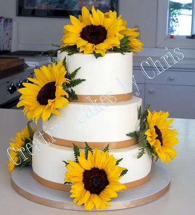 Sunflower Wedding - Cake by Creative Cakes by Chris