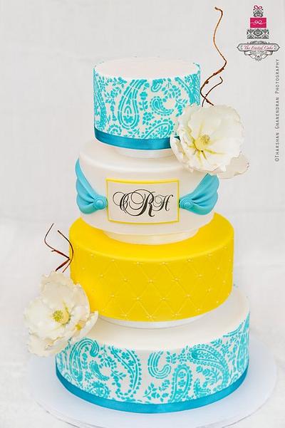 Paisley and Magnolia Wedding Cake - Cake by Esther Williams