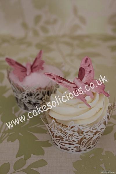 Butterfly wedding cake and cupcakes - Cake by Cakes o'Licious