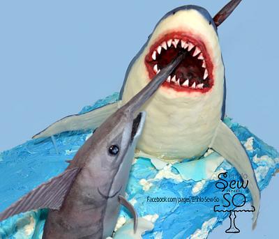 Swordfish vs Shark - Cake by ErinLo