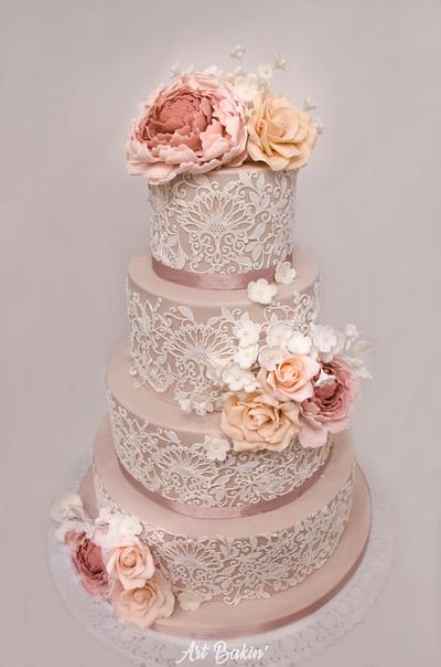 Lace Wedding Cake - Cake by Art Bakin’