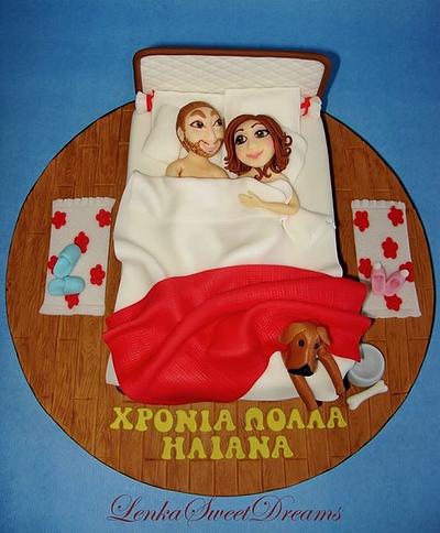 Couple in bed cake  - Cake by LenkaSweetDreams