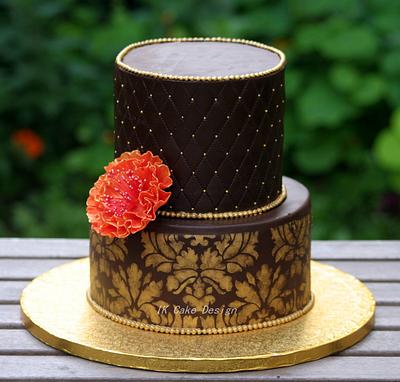Brown Damask Wedding cake - Cake by ivana57