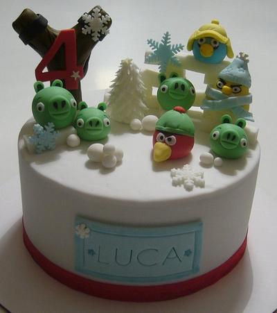 Winter cake - Angry birds - Cake by ElasCakes