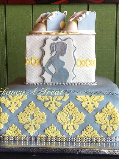 Grey and yellow damask - Cake by Fancy A Treat