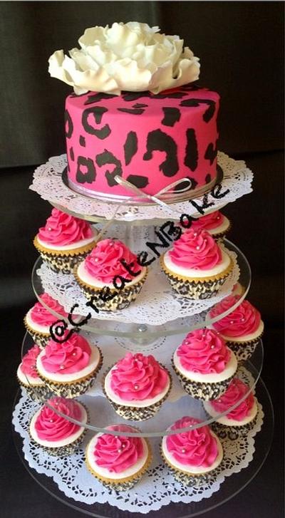 Leopard print cake & cupcakes - Cake by CreateNBake