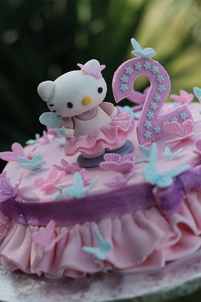 Hello Kitty with a tutu and butterflies - Cake by Joy Apollis