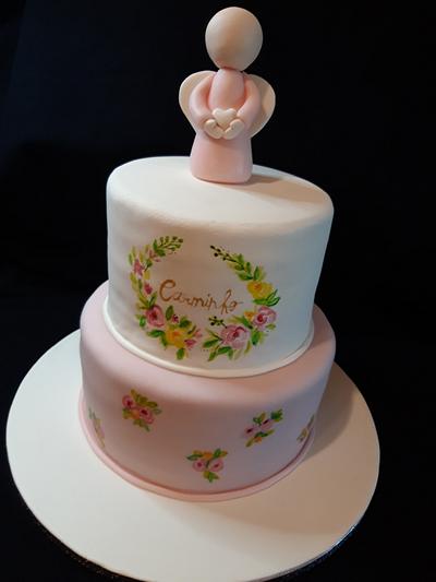 Hanpainted Christening cake - Cake by Cristina Arévalo- The Art Cake Experience