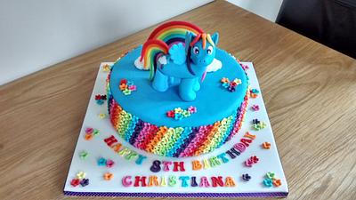 Rainbow Dash & matching cupcakes - Cake by Kerri's Cakes