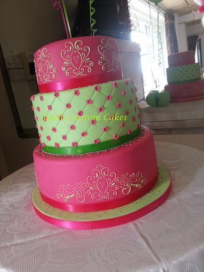 Fuschia Lime wedding - Cake by Cath