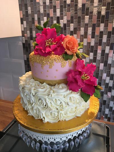Peonies and frosting - Cake by Chaley O'Neill