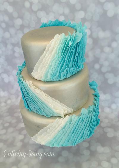 Blue ombre ruffle cake - Cake by Enticing Icing