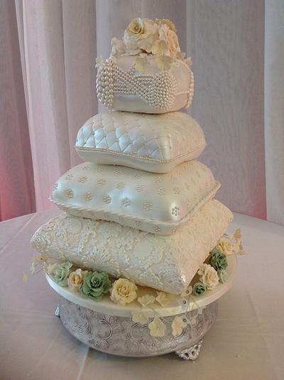 Four Tier Pillow Wedding Cake - Cake by Julie Gray
