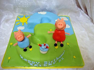 Peppa & George Pig, number 3  - Cake by Floriana Reynolds