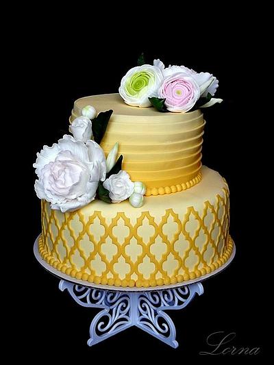 Yellow, peony, ranunculus..:-) - Cake by Lorna