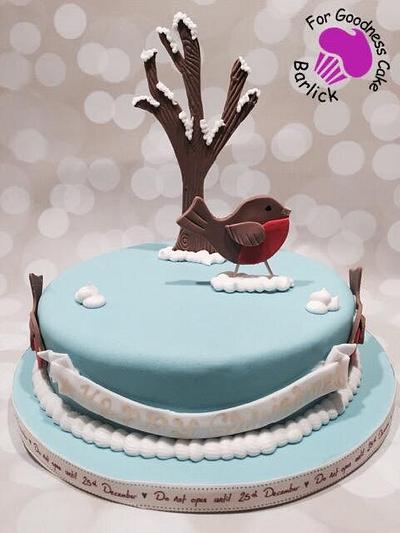 Happy Christmas robins in the snow  - Cake by For goodness cake barlick 