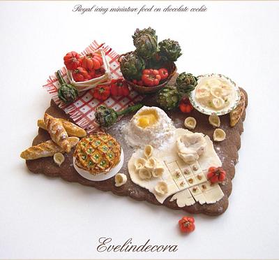 Miniature food on a cookie - Cake by Evelindecora