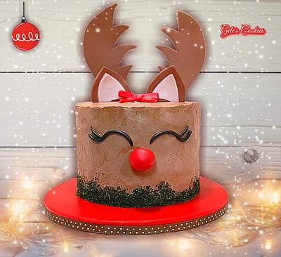 Red nose reindeer cake  - Cake by Gele's Cookies