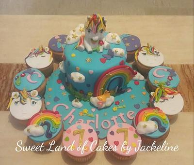 Unicorn cake and cupcakes - Cake by JackyGD