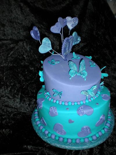Topsey Hearts and Butterflies - Cake by Sugarart Cakes