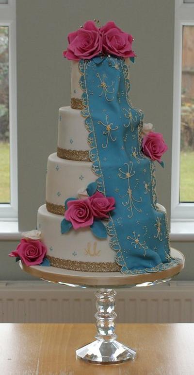 Teal and pink wedding cake - Cake by Cake Cucina 