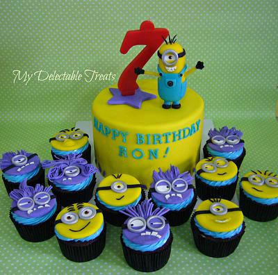 Minion Themed Cake and Cupcakes for Ron Audemar's Birthday - Cake by Donna Dolendo