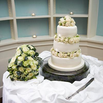 White Rose Wedding Cake - Cake by rockbakehouse