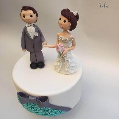 wedding topper cute bride and groom - Cake by michal katz