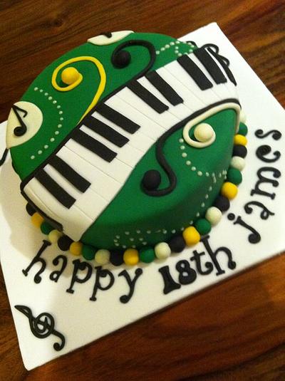 Birthday cake for a piano playing, NCFC fan - Cake by Helen-Loves-Cake