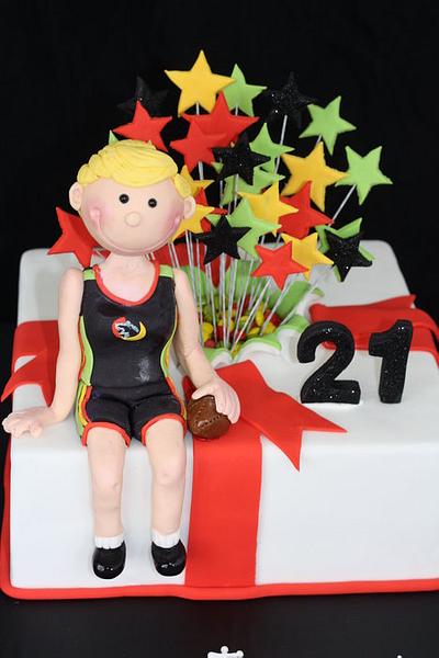 21st Birthday - Exploding Stars and Gumpaste Figurine - Cake by Pam