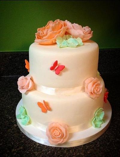 Pastel flowers baby shower cake - Cake by Something Sweet