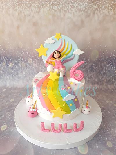 Rainbow unicorn cake  - Cake by Arty cakes