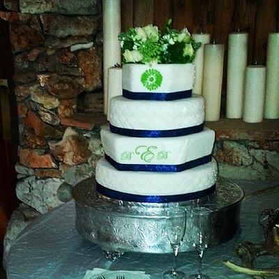 Navy and Lime green Wedding Cake - Cake by SuessCakes