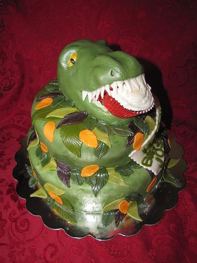 Cupcake eating Dino - Cake by Tiffany Palmer