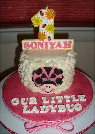 Pink Ladybug 1st Birthday - Cake by Toni (White Crafty Cakes)