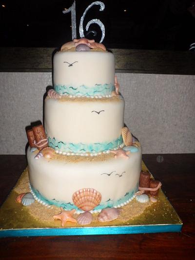Beach Theme Sweet 16 - Cake by PartyCakesByJoAnn