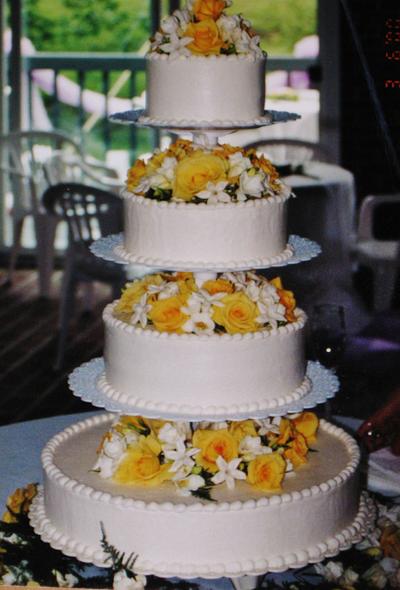 smooth buttercream wedding cake - Cake by Nancys Fancys Cakes & Catering (Nancy Goolsby)