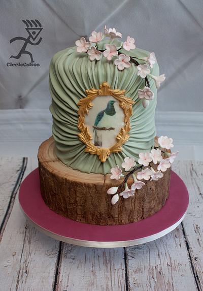 Pleats, Realistic Wood tier & Blossoms - Cake by Ciccio 