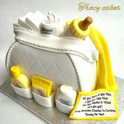 Baby shower changing bag cake - Cake by Tracycakescreations