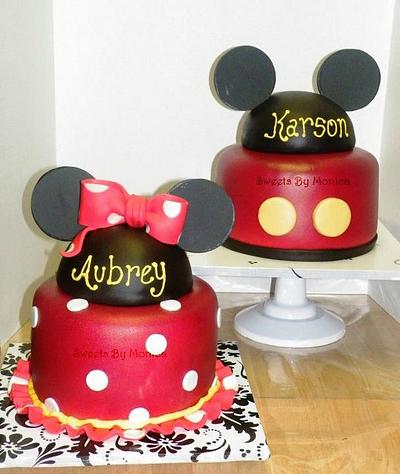 Minnie & Mickey Twin 1st Birthdays - Cake by Sweets By Monica