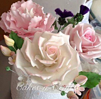 My Sugar roses and peony - Cake by June milne